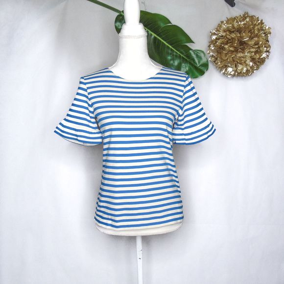 J. Crew Tops - J. Crew Striped ruffle sleeve t- shirt